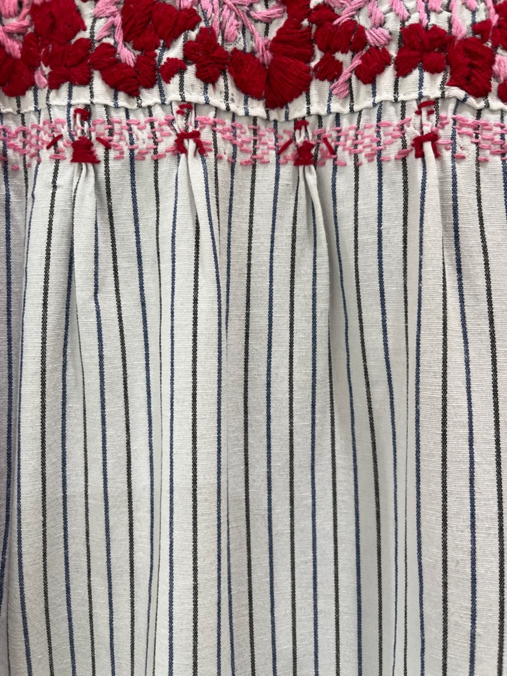 Emilia Collection striped tiered dress with pink and red embroidery - Picture 4 of 4